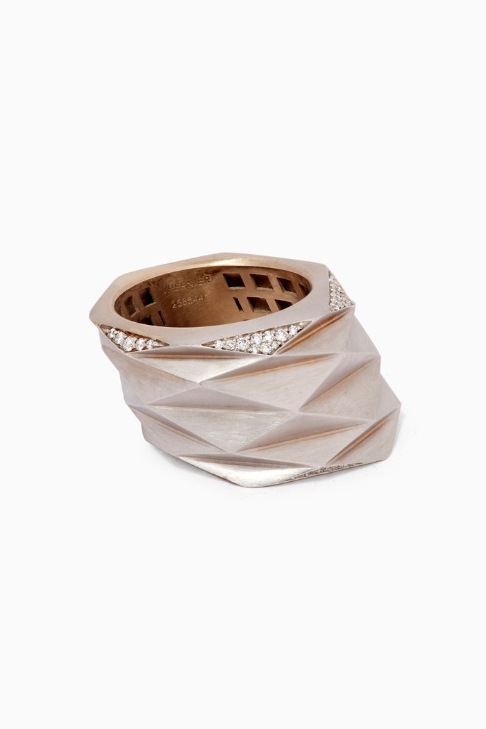 

Plisse Diamond Ring in 18kt White Gold
