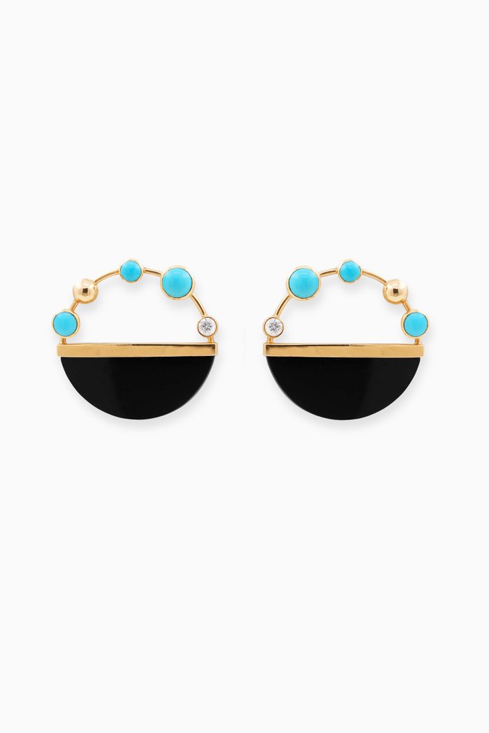 Falak Galaxy Earrings with Diamond in 18kt Yellow Gold