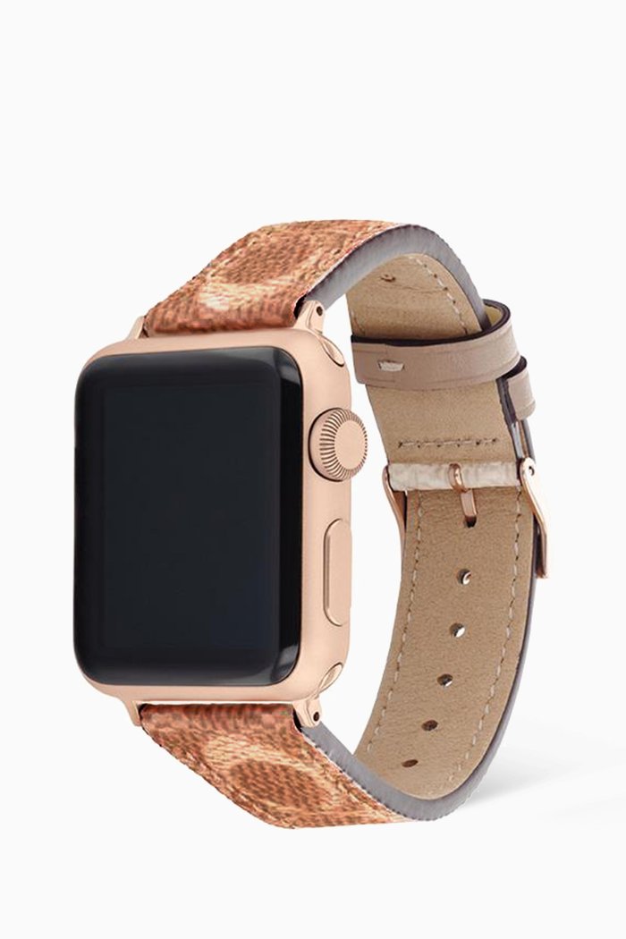 Apple Watch® Strap in Signature Canvas, 38/40mm, Brown