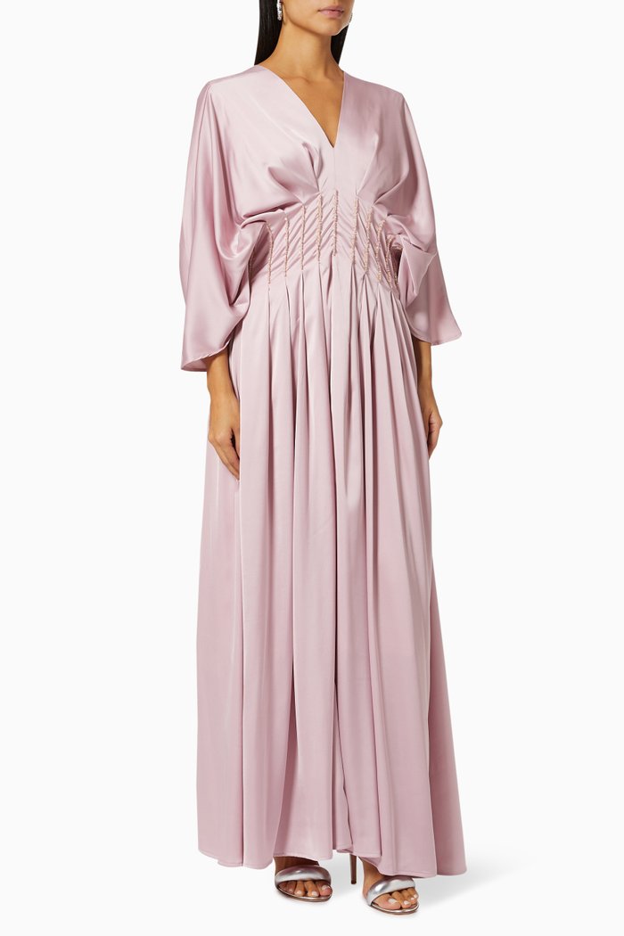 

Bead Embellished Gathered Dress, Pink