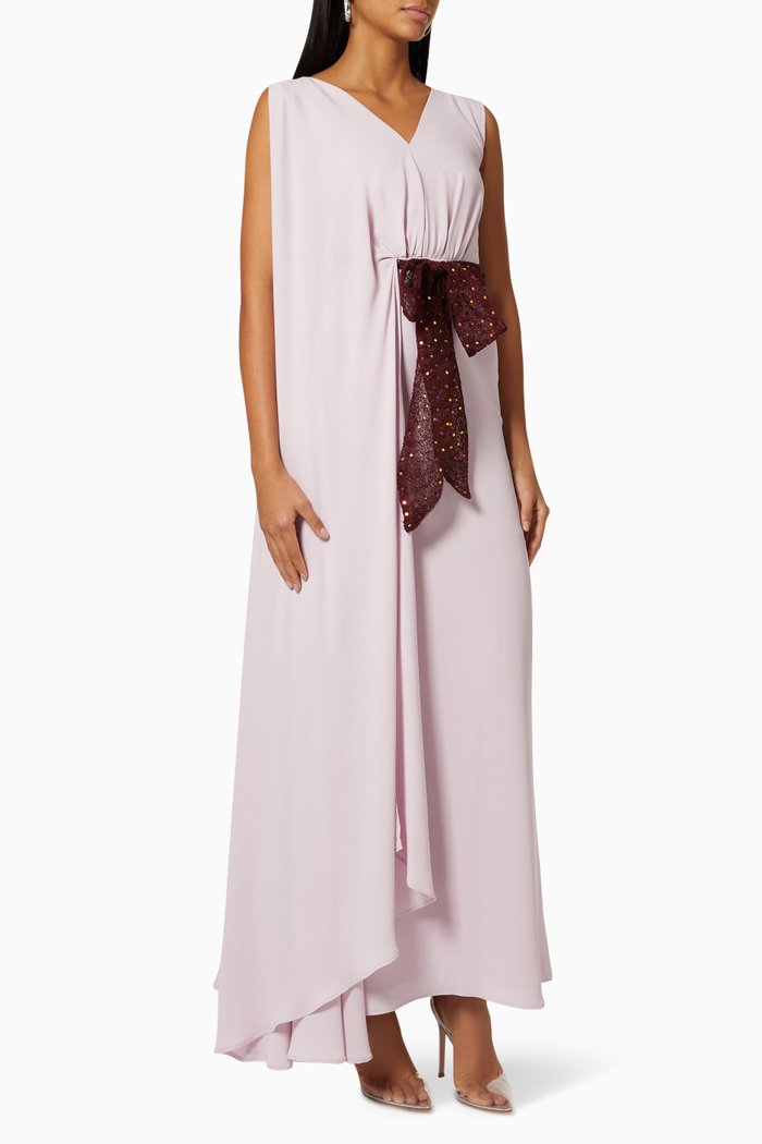 

Sequin Embellished Belted Dress, Pink