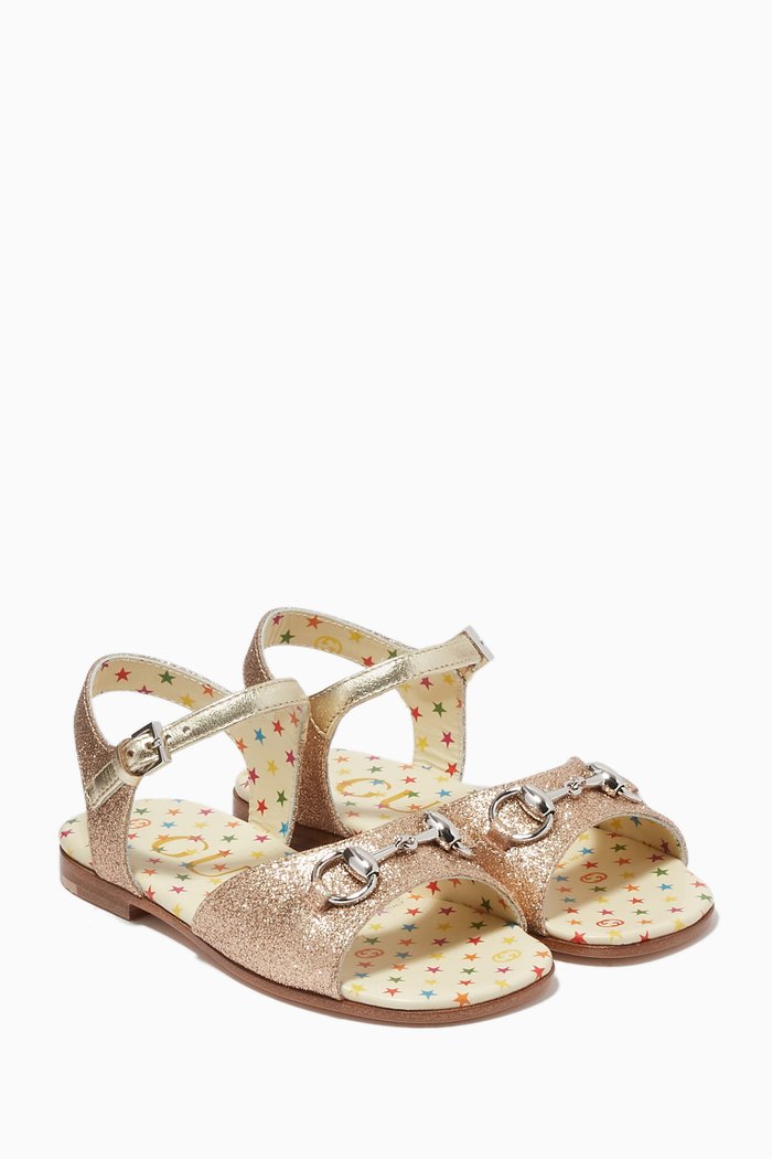 

Horsebit Ballet Flat Sandals, Neutral