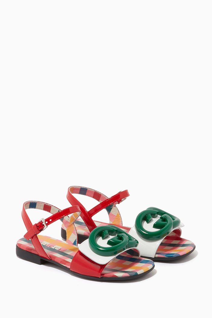 

Interlocking G Sandals in Patent Leather, Red