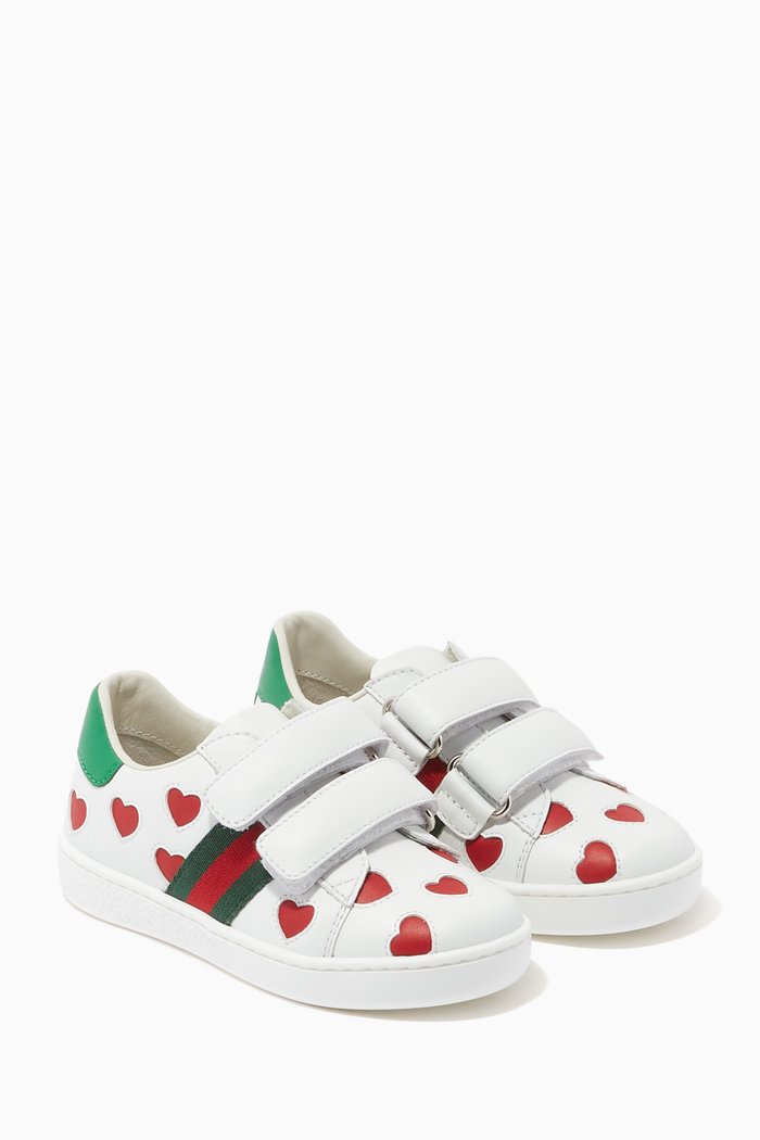 

Ace Heart Sneakers in Leather, White