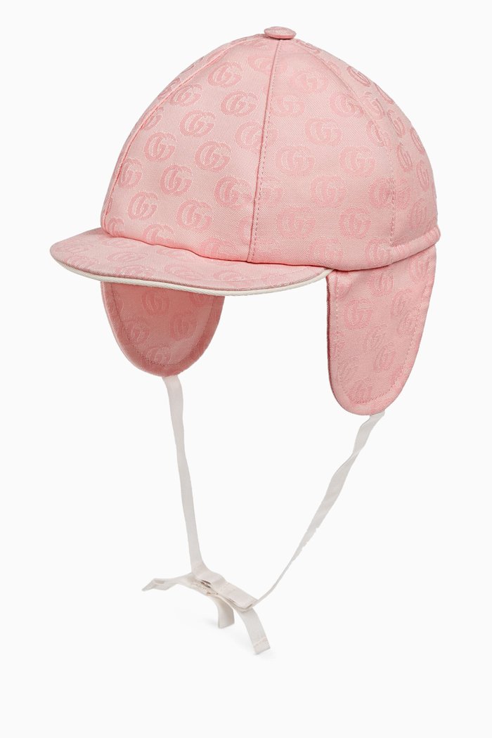 GG Hat with Ear Flaps in Cotton, Pink