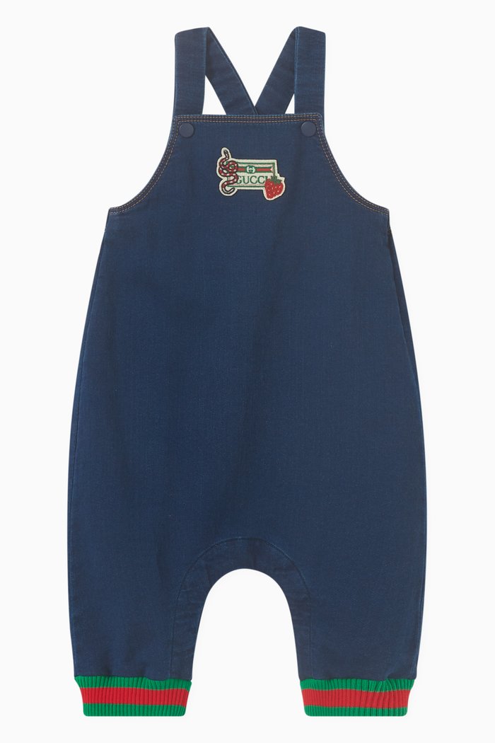 

Logo Patch Denim Romper, Blue