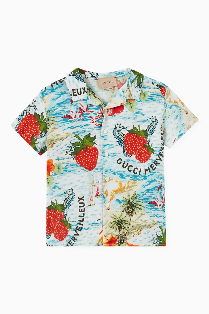 

Strawberry Smoothie Print Shirt in Viscose, Multicolour