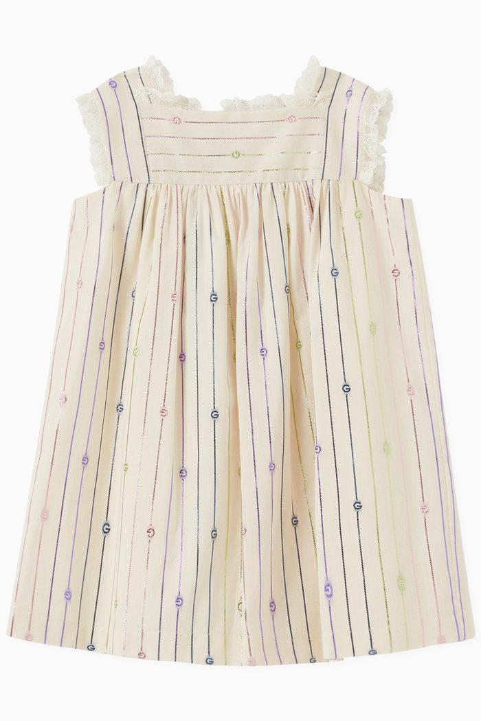 

Striped G Dress in Voile, Neutral