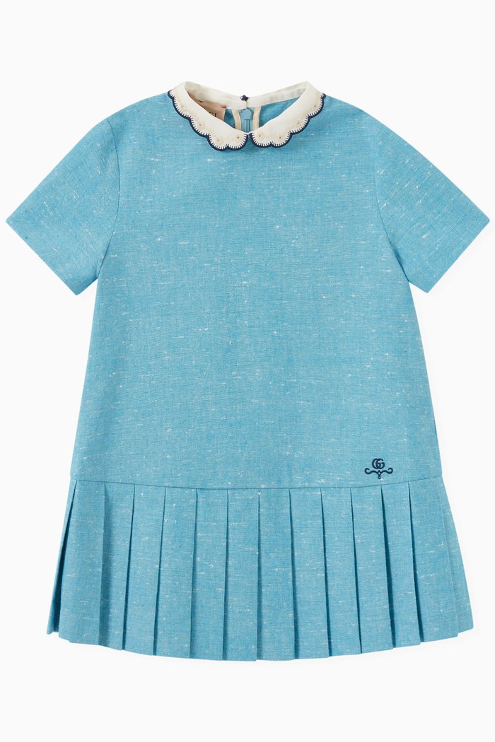 

Canvass Dress in Cotton Linen Blend, Blue