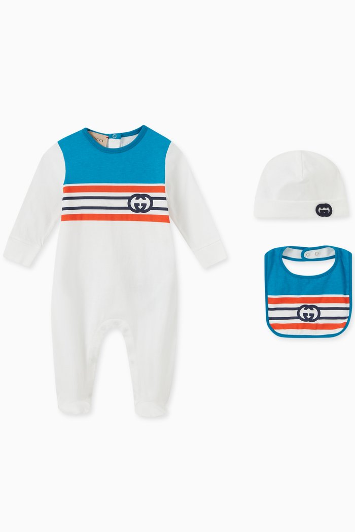 

Interlocking G Stripe Gift Set in Cotton, White