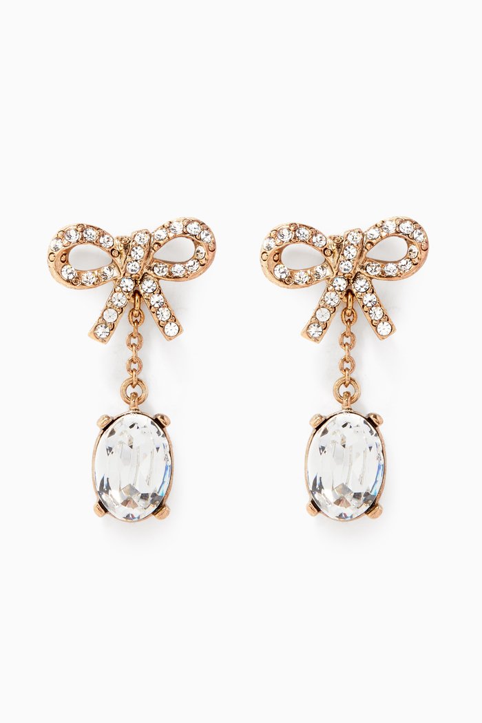 

Crystal Bow Earrings, Gold