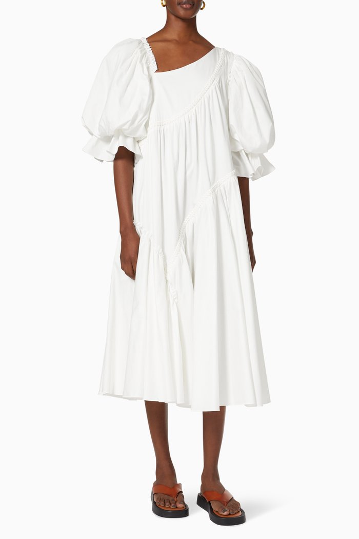 

Casabianca Braided Midi Dress in Cotton, Neutral