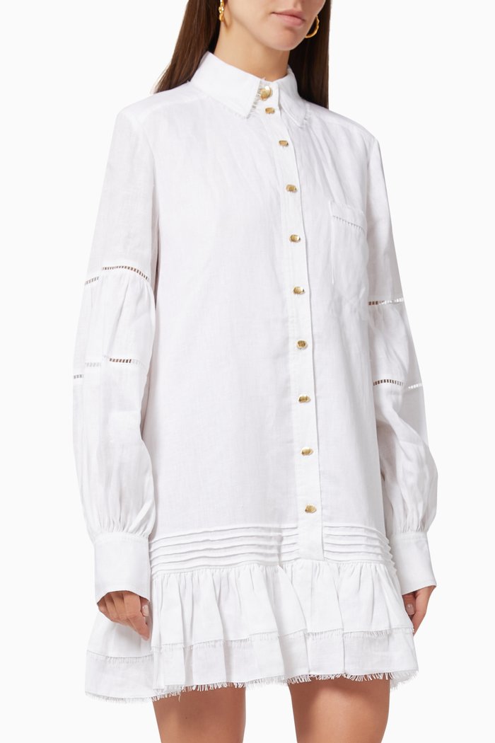 

Lotus Shirt Dress in Linen, White