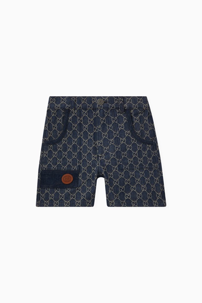 

Jacquard Denim Bermuda Shorts, Blue