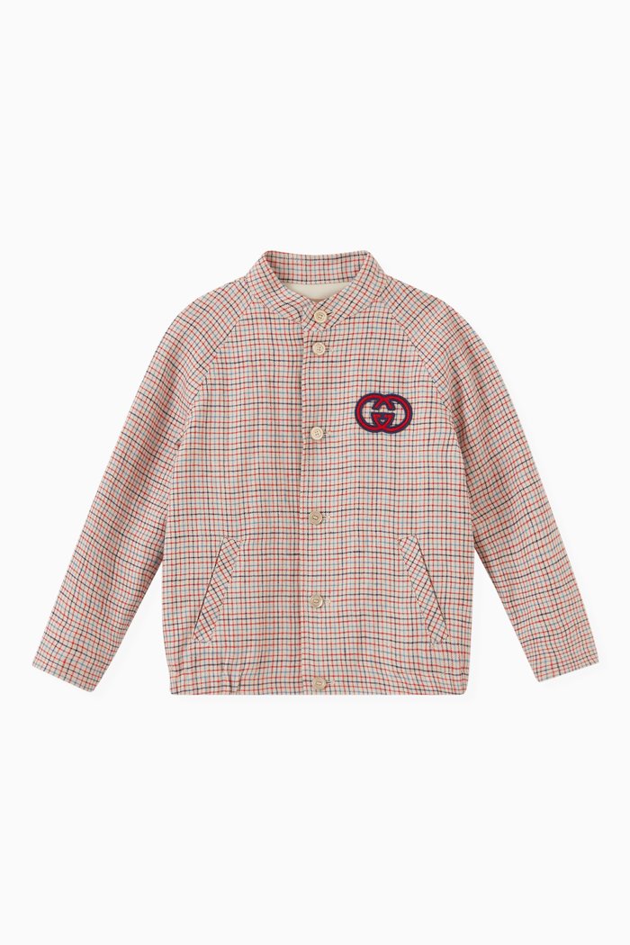 

GG Jacket in Checked Linen, Multicolour