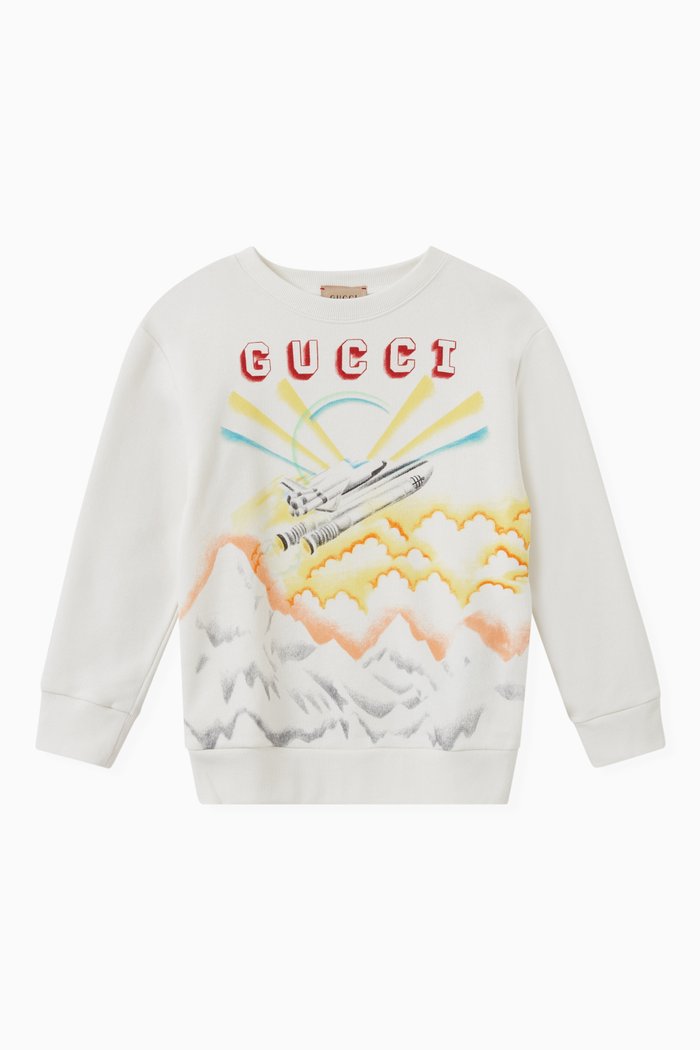 

Rocket Logo Sweatshirt in Felted Cotton Jersey, White