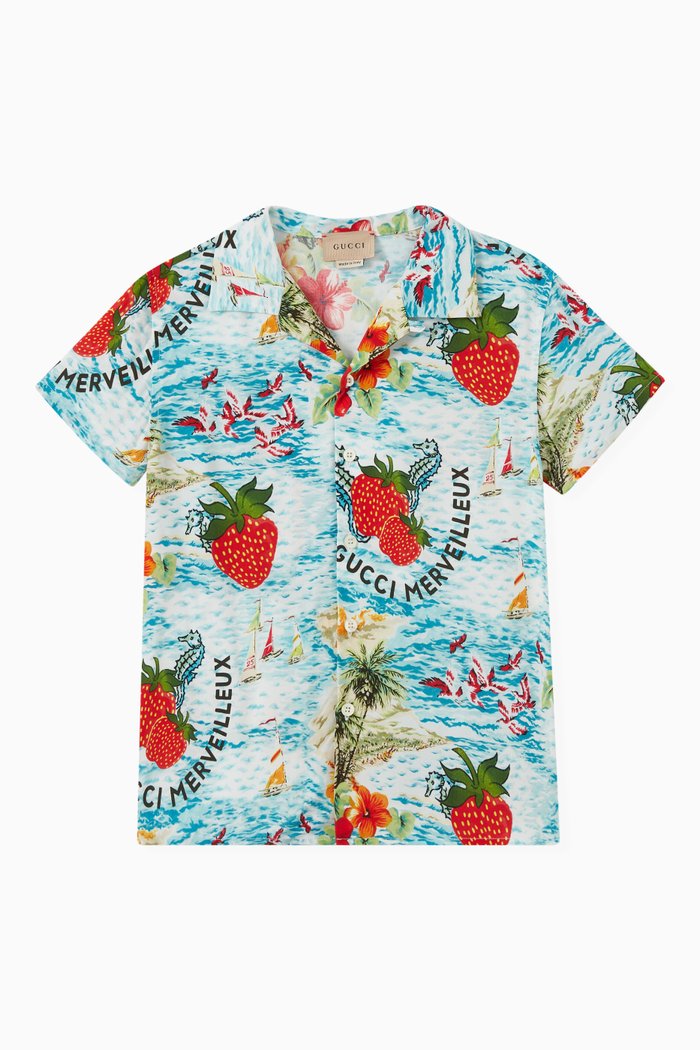 

Strawberry Smoothie Print Shirt in Viscose, Multicolour