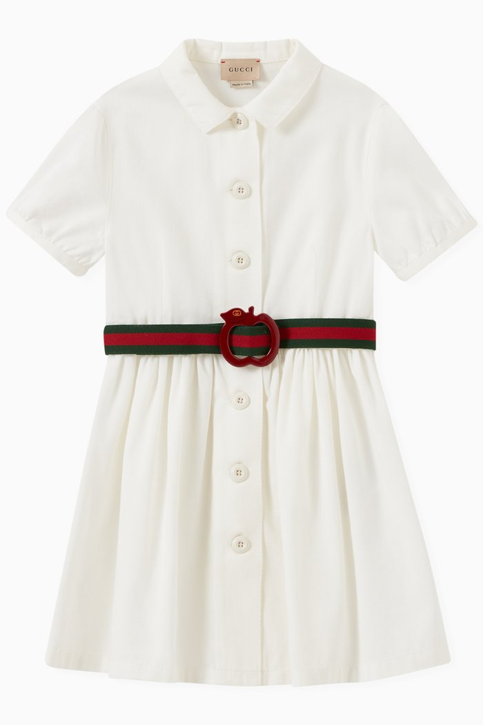 

Apple Buckle Dress in Cotton, White