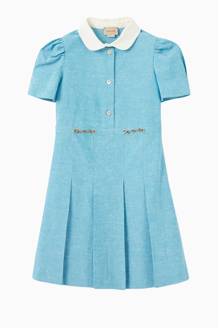 

Horsebit Dress in Canvas, Blue