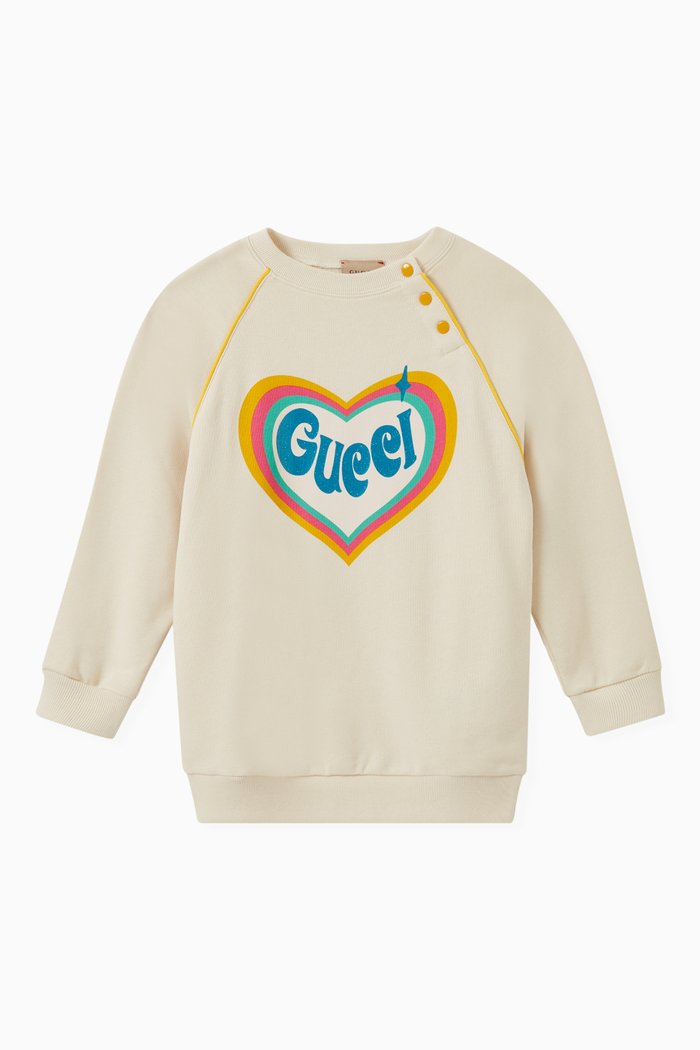 

Heart Logo Sweatshirt in Felted Cotton Jersey, Yellow