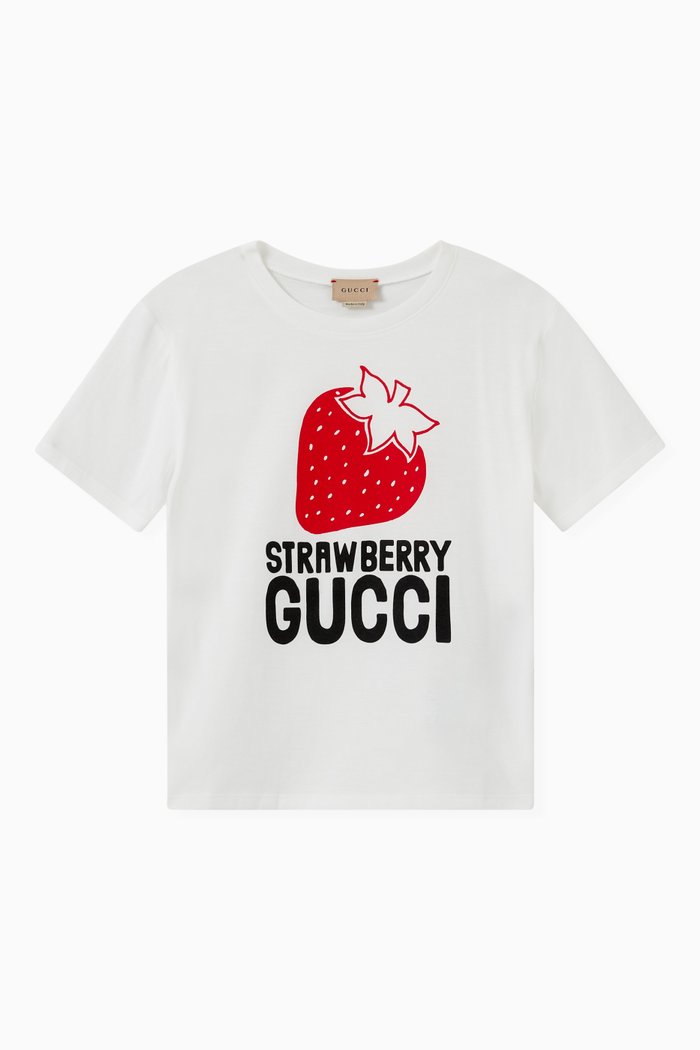 

'Strawberry Gucci' T-shirt in Cotton Jersey, White