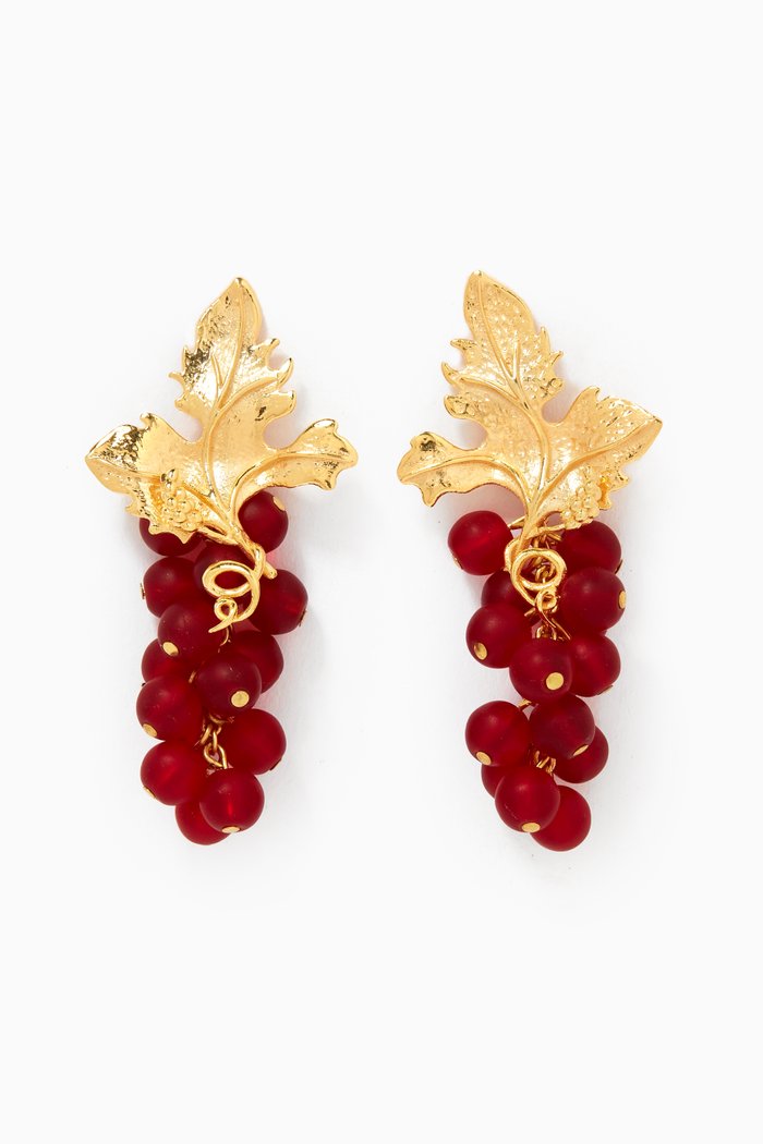 

Mini Adile Earrings in 24kt Gold-plated Bronze, Burgundy