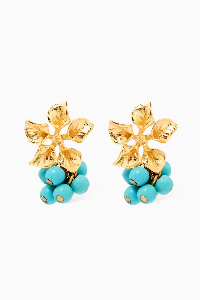 

Magnolia Earrings in 24kt Gold-Plated Bronze, Blue