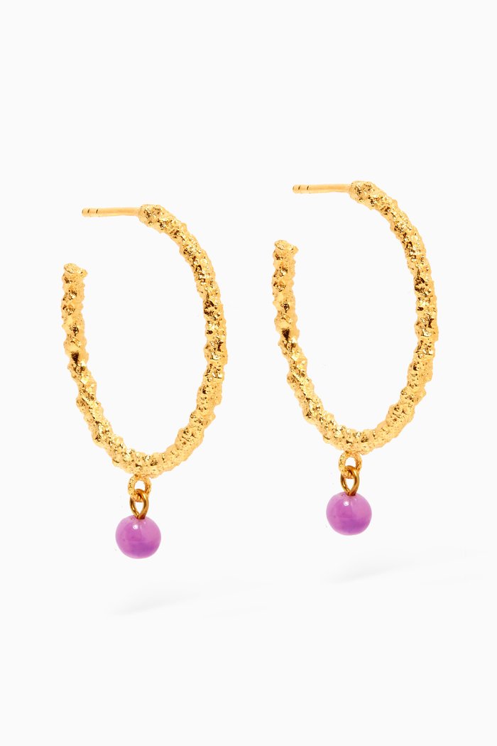 

Vino Hoop Earrings in 24kt Gold-Plated Bronze, Purple