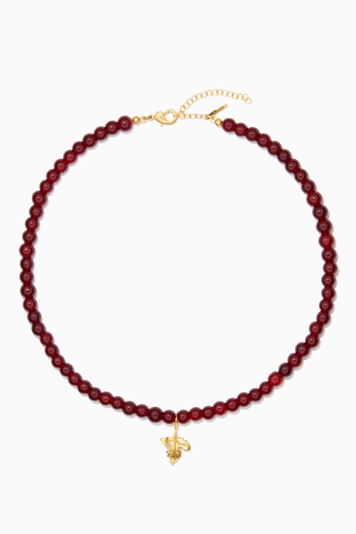 

Gloria Choker in 24kt Gold-Plated Bronze, Burgundy
