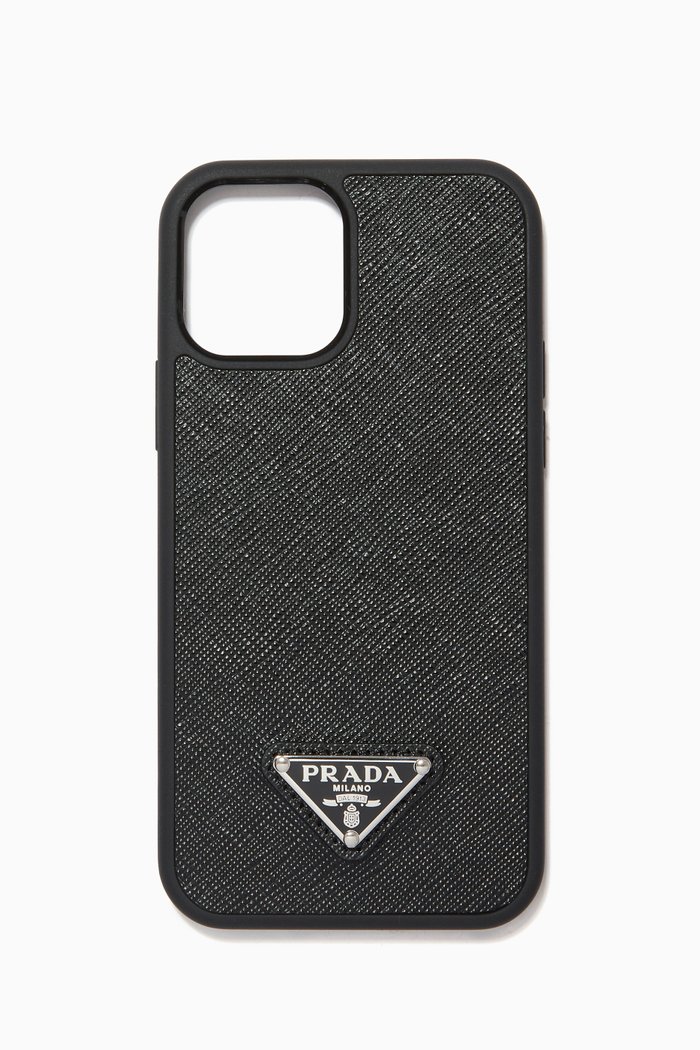 

iPhone 12/12 Pro Case in Saffiano Leather, Black