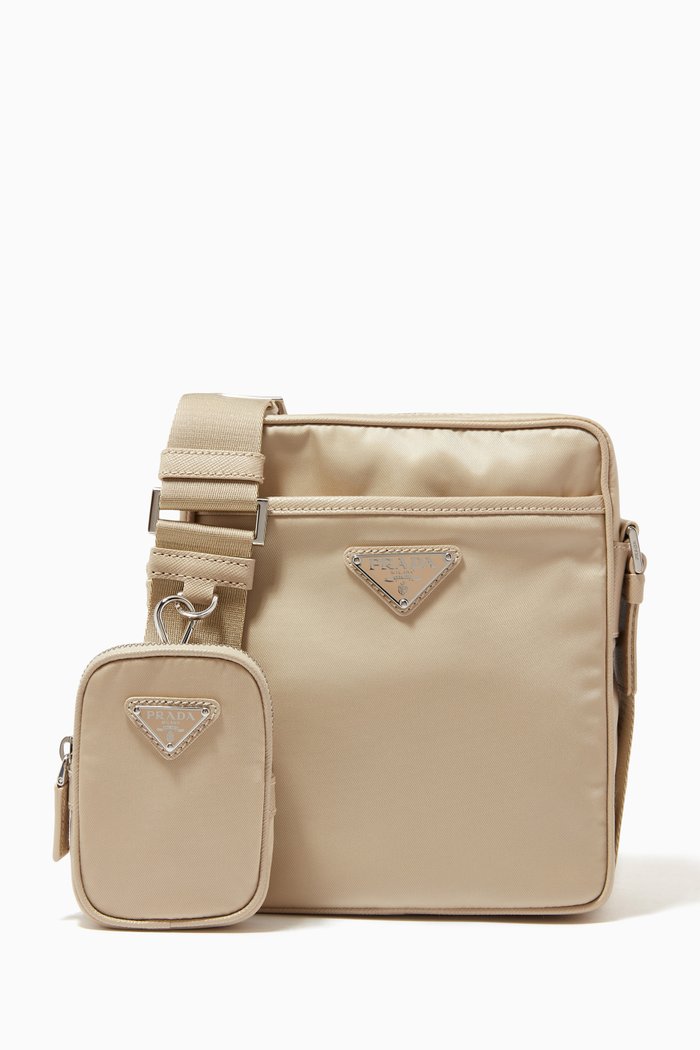 

Triangle Logo Shoulder Bag in Re-nylon, Neutral