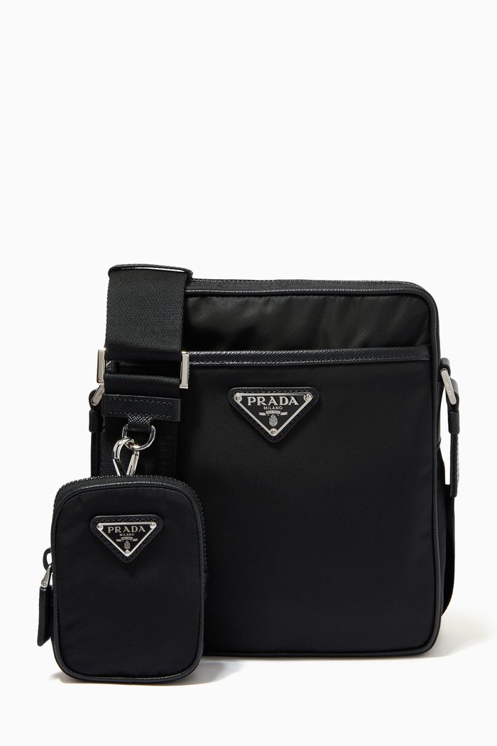 

Triangle Logo Shoulder Bag in Re-nylon, Black