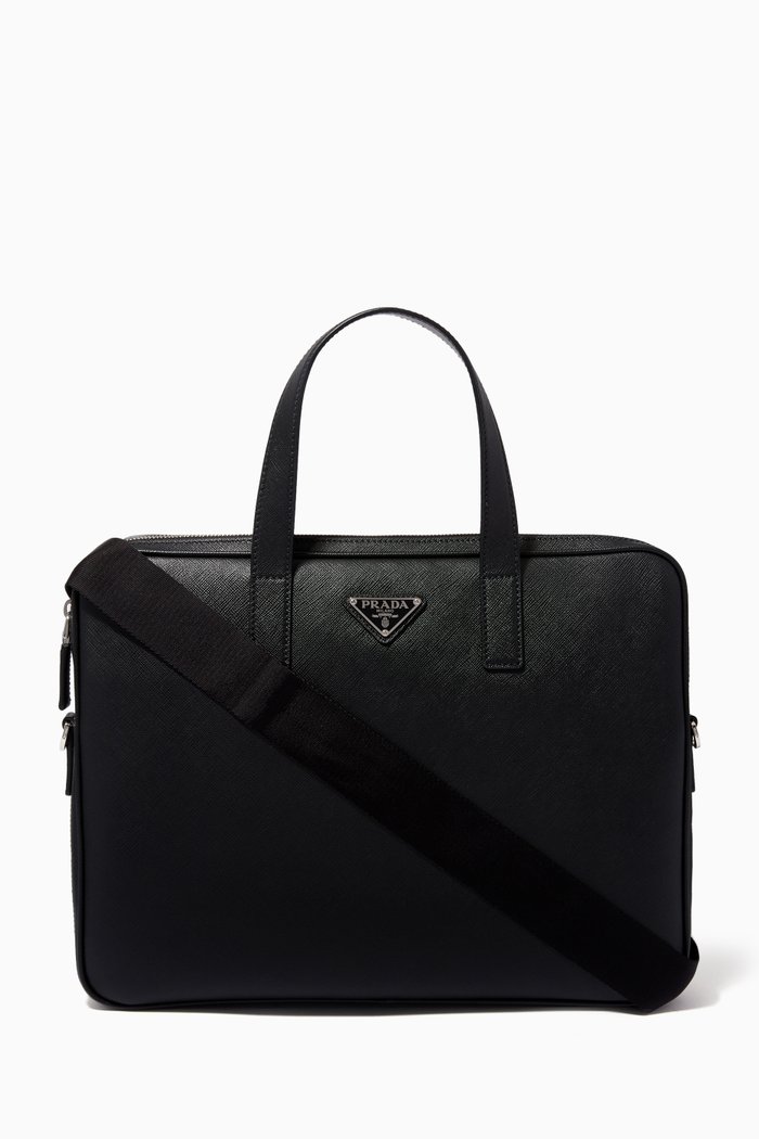 

Briefcase in Saffiano Leather, Black