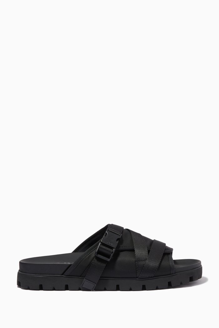 

Logo Sandals in Re-Nylon, Black