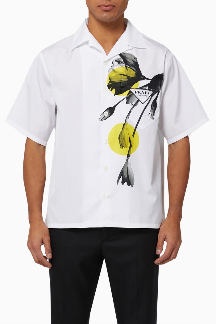 

Logo Bowling Shirt in Cotton Poplin, White