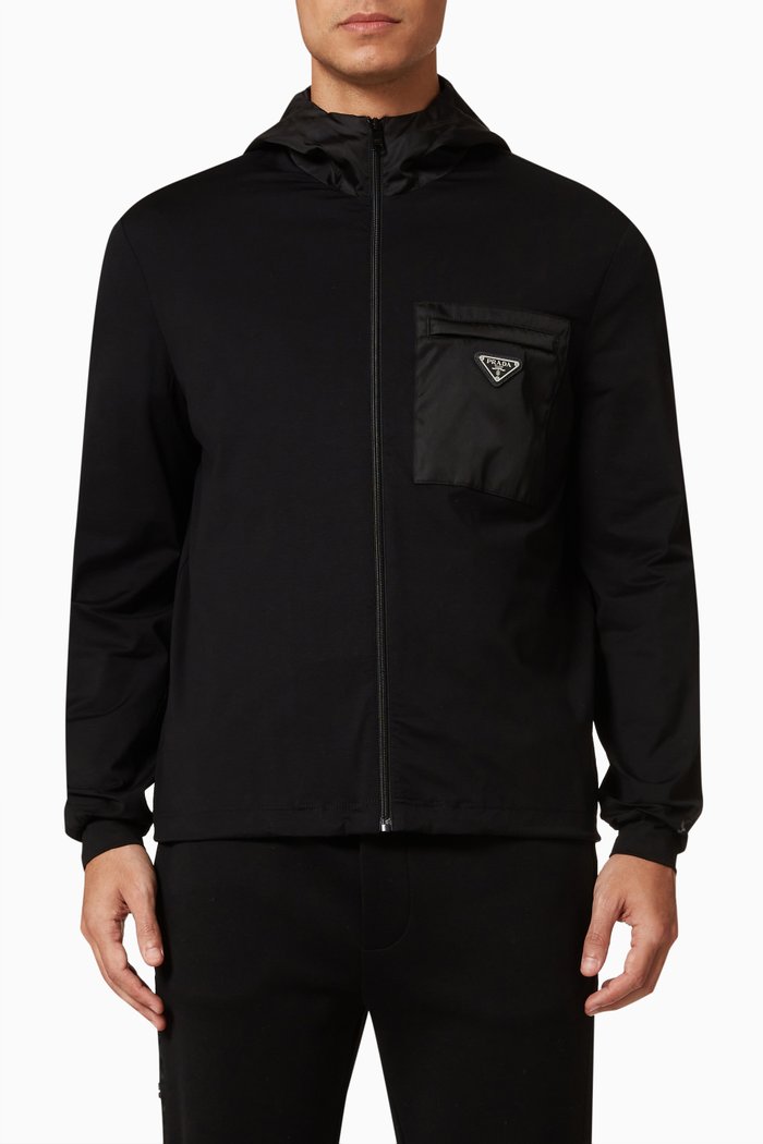 

Logo Zip Sweatshirt in Cotton Fleece, Black