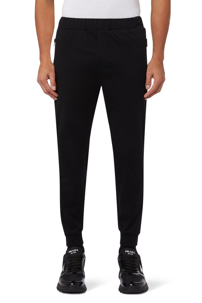 

Triangle Logo Pants in Stretch Cotton, Black