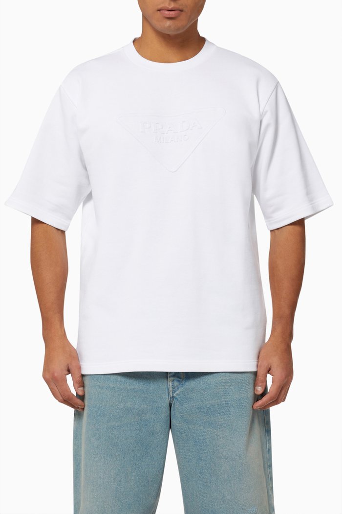 

Embossed Logo T-shirt in Cotton Jersey, White