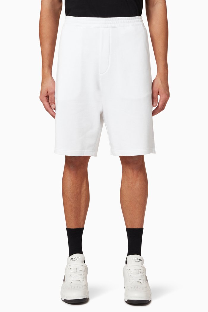 

Embossed Triangle Logo Bermudas in Cotton Fleece, White