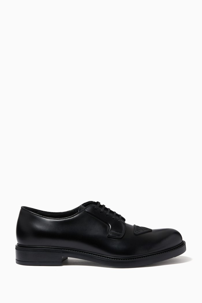 

Derby Lace-Up Shoes in Brushed Leather, Black