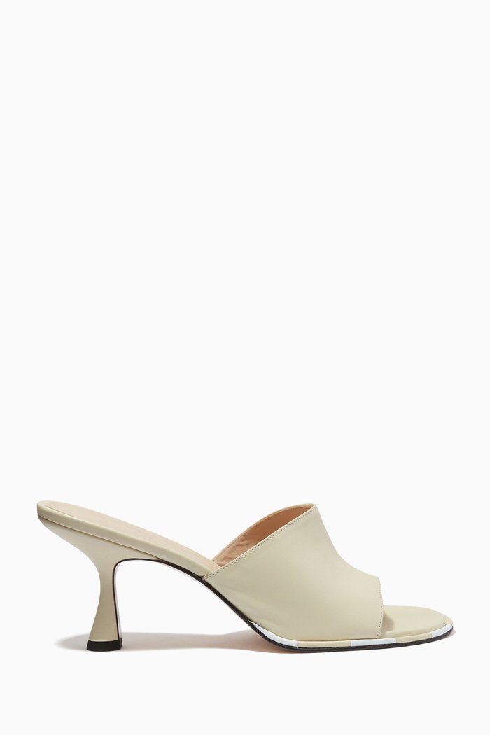 

Agnes Mule Heels in Smooth Leather, Neutral