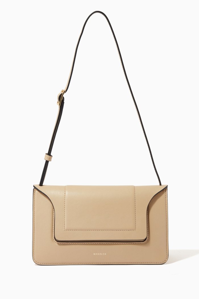 

Penelope Mini Shoulder Bag in Calfskin Leather, Neutral