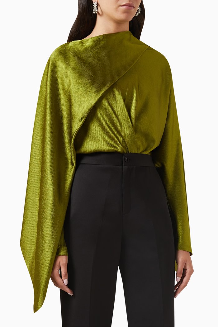 

Etta Bodysuit in Satin, Green