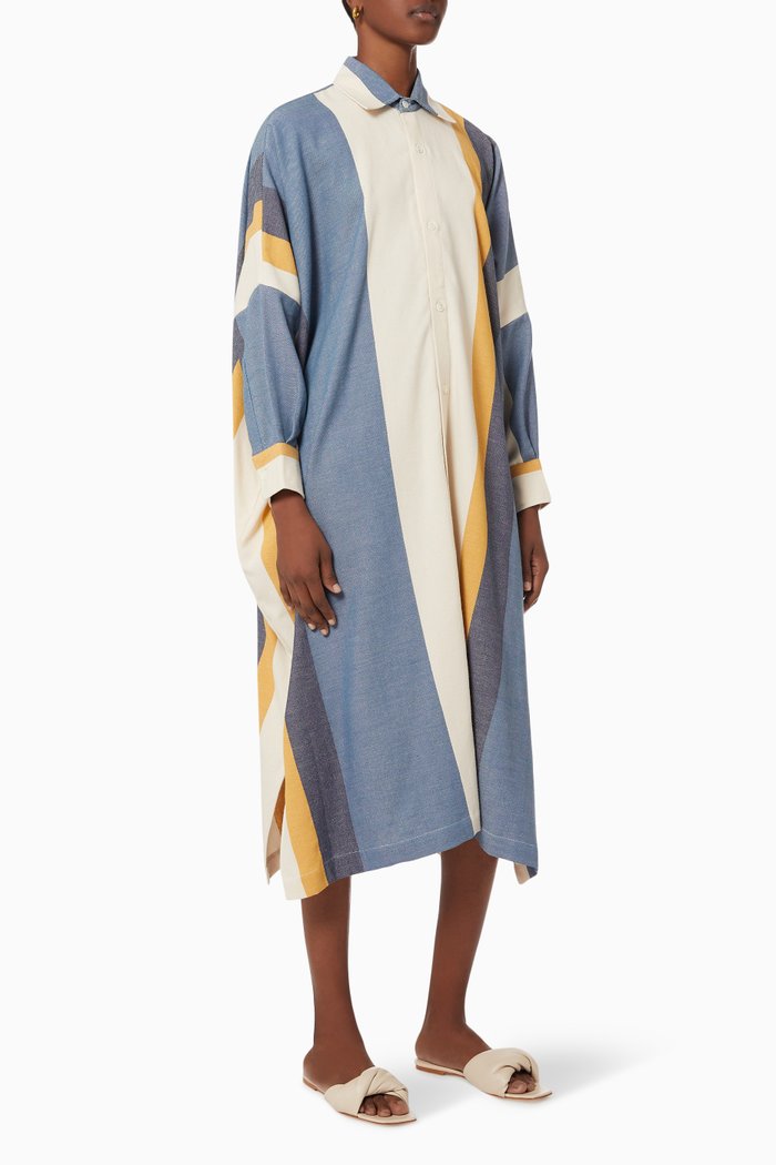 

Striped Oversized Shirt in Cotton, Blue