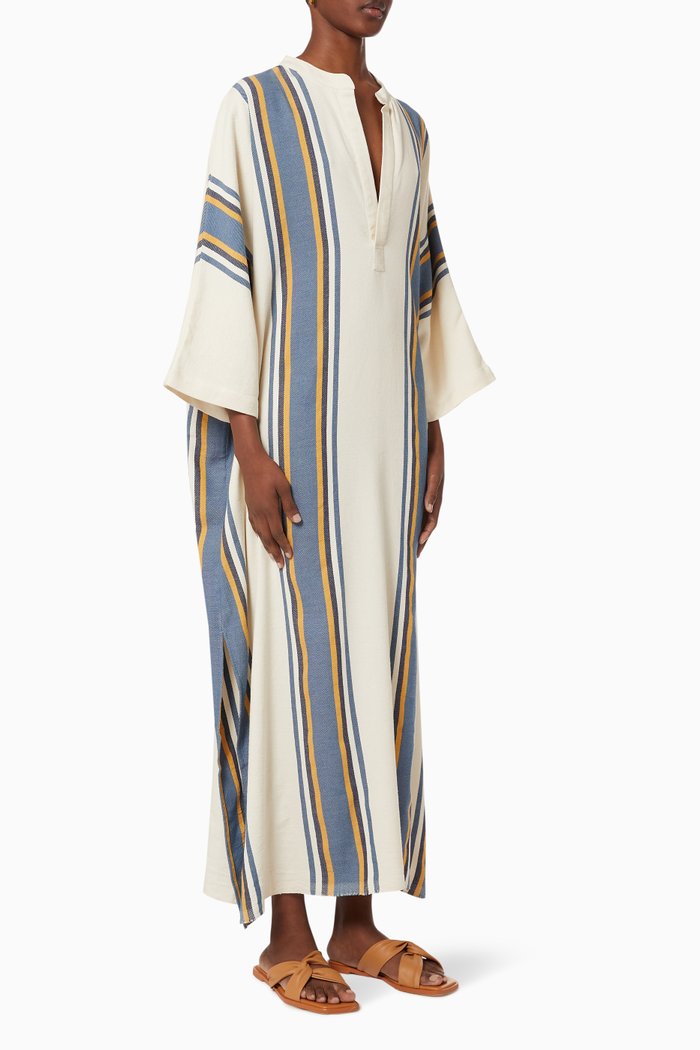 

Striped Caftan in Cotton, Blue