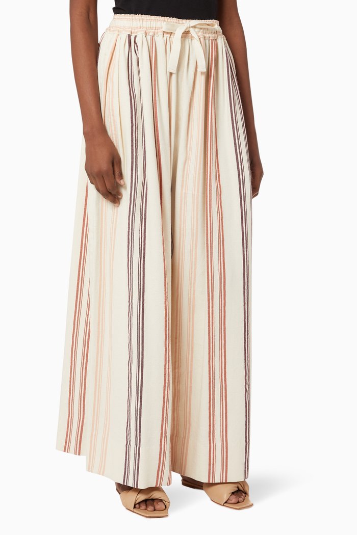 

Striped Drawstring Pants in Cotton, Neutral