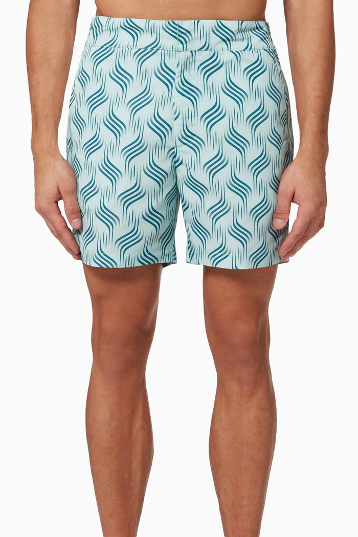 

Ondulacao Print Sport Swim Shorts in Cotton, Blue