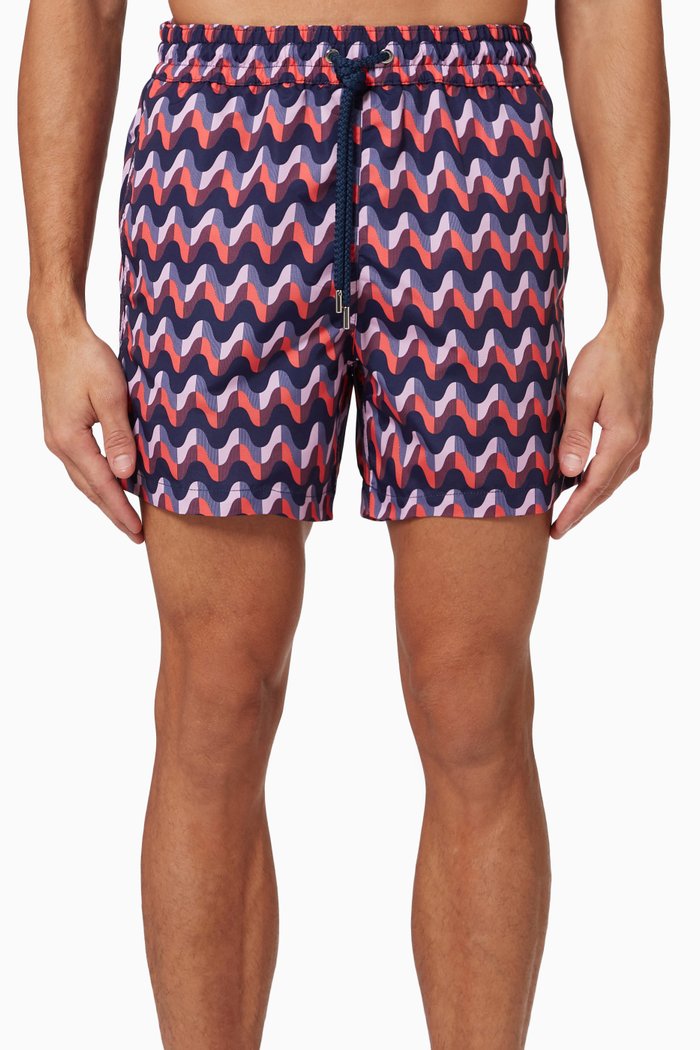 

Copacabana Atlantico Print Swim Shorts in Cotton, Purple