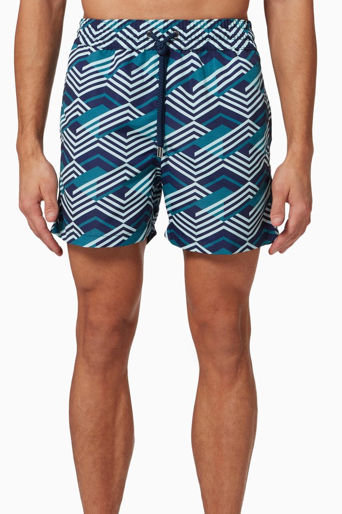 

Mare Print Sport Swim Shorts in Cotton, Blue