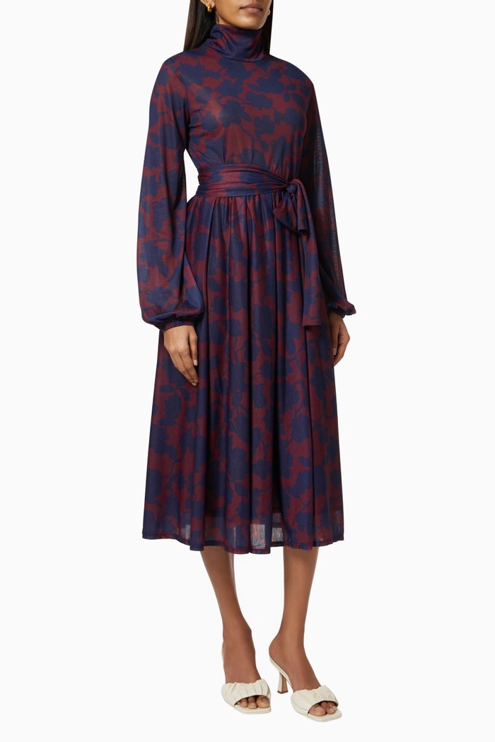 

Consorte High-neck Midi Dress in Jersey, Burgundy
